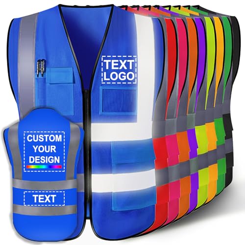 Custom Safety Vest for Men with Logo Customizable High Visibility Reflective Safety Vest with Pockets Adult Unisex
