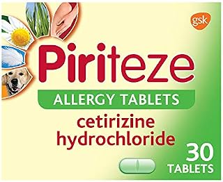 Piriteze Antihistamine Allergy Relief Tablets, Cetirizine, Hay Fever Tablets - 30 Count (Pack of 1)