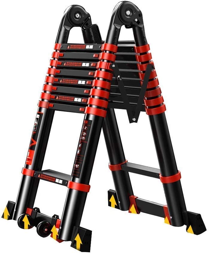 KEppd Ladder,Herringbone Ladder,3.4-8.2M Telescopic Ladder Aluminum Telescopic Ladder Tall Multi Purpose Heavy Duty Easy to Store and Easy to Carry,4.1+4.1=Straight 8.2m (2.5+2.5=straigh