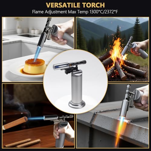 Blow Torch Kitchen - 1300°C Windproof Lighter, Refillable Butane Cooking Torch with Safety Mode & Adjustable Flame for BBQ, Camping, and Soldering - Image 3