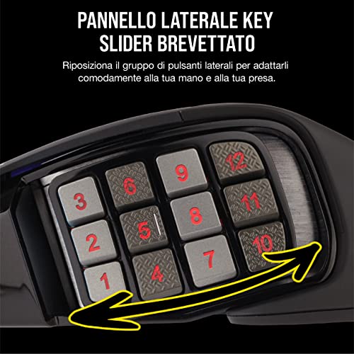 Scimitar ELITE RGB Mouse Gaming Ottico per MOBA/MMO, Sensore Ottico da 18.000 DPI, 17 Pulsanti Programmabili, Retroilluminazione RGB Dinamica a Quattro Zone, Anatomico, Nero - Mouse gaming - Immagine 5