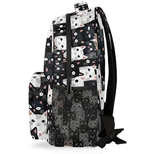 Black White Cat Backpack for Women Men Kids 16 Inch Laptop Backpack Lightweight Travel Backpack Purse Casual Daypack School Backpacks for Girls Boys3