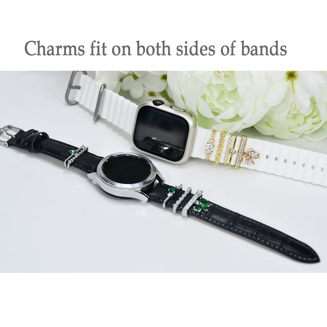 Gold watch band charms for apple watch band, Women Decorative Rings Loops Charms Compatible with Apple Watch Silicone Bands Charms 49mm 45mm 44mm 42mm 41mm 40mm 38mm, bling gems Accessories Charms for apple watch charms for band women Watch Band Charms iWatch Series 8 7 6 5 4 3 2 1 (gold heart Pendant)