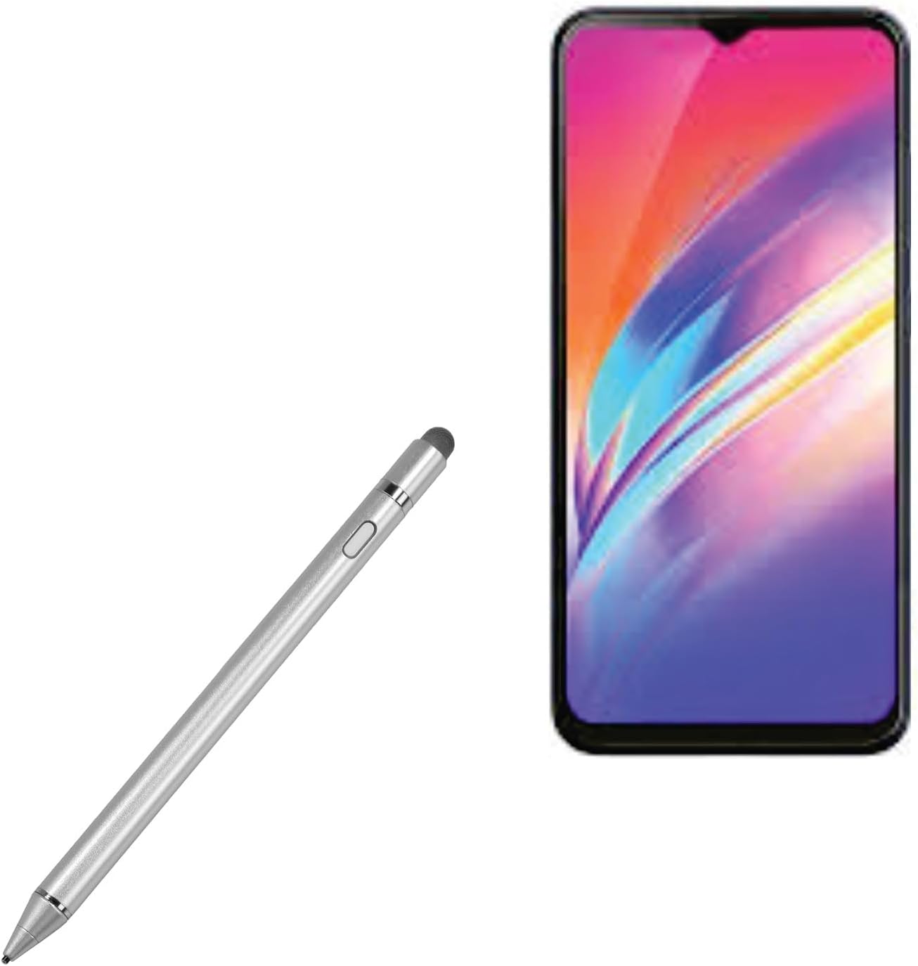 BoxWave Stylus Pen Compatible with Infinix Hot S4 - AccuPoint Active Stylus, Electronic Stylus with Ultra Fine Tip - Metallic Silver