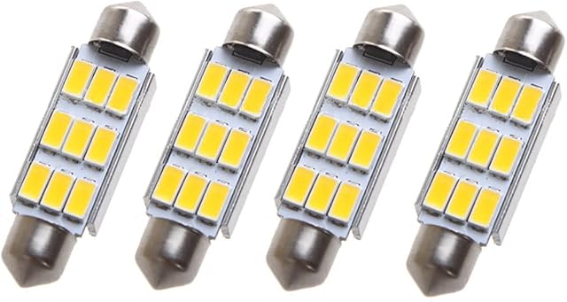 4pcs Car Warm White 42MM CANBUS 5630 9 LED SMD Festoon Dome Interior Number Bulb 12V