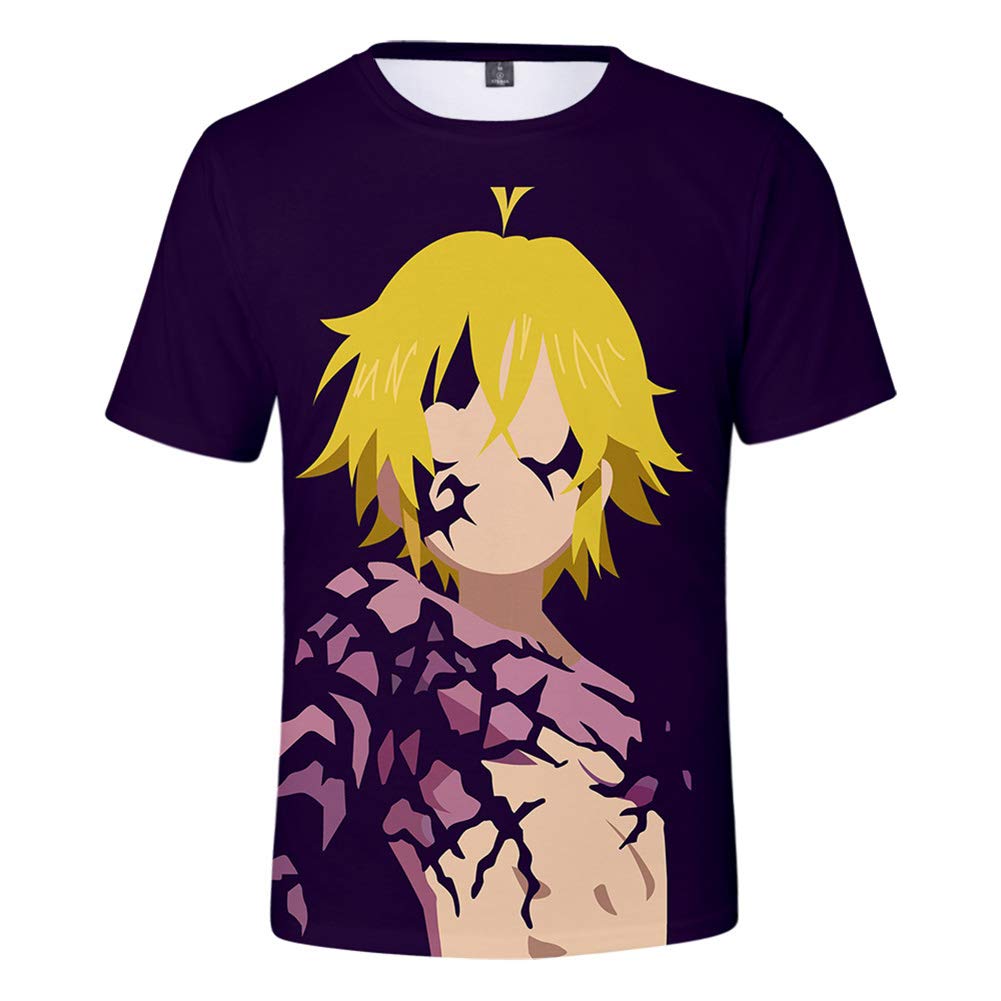 Boys' Girls Short Sleeve Half Sleeve Crew Neck Tees 3D Print The Seven Deadly Sins Dragon's Sin of Wrath Meliodas Graphic T-Shirts Anime Tee Tops