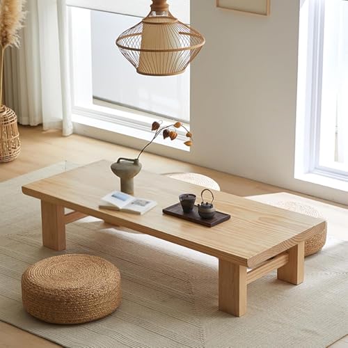 Table basse design japonais moderne avec plateau en bois pour salle à manger