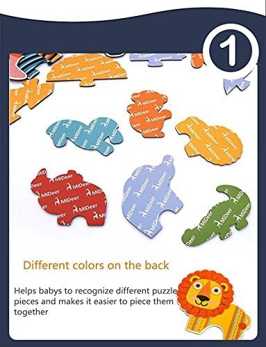 Image of Baybee Pack of 6 Wild Animal Wooden Jigsaw Puzzle | Puzzle Game for Kids 3 to 5 Years | Educational Learning Toy Set for Toddlers with Colorful Pieces & Safe Material