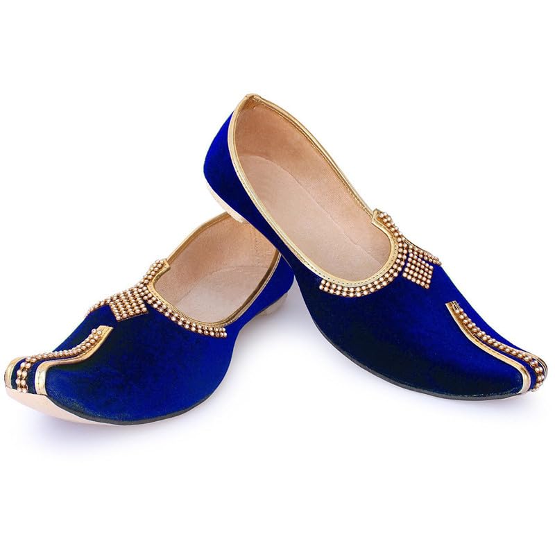 ryag Men's Blue Velvet Wedding & Sherwani Juttis Jutti/Designing Jutti UK-11-picture-41