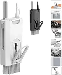 Escova de Limpeza Kit Multifuncional 8 em 1 | Portatil e Completo | Limpeza Precisa de Teclado, Fone, Tela e Celular | Microfibra Reutilizável + Extrator de Teclas