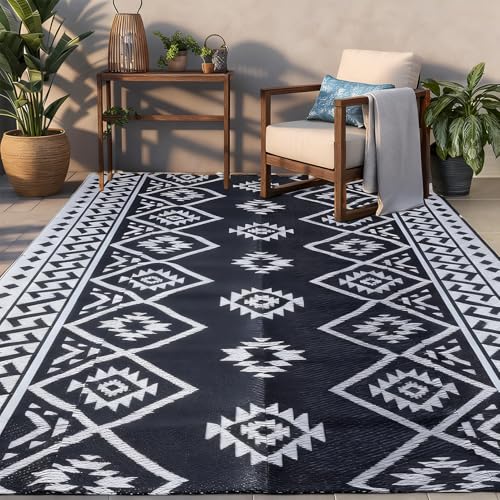 LILIOFFIC Outdoor Rug Waterproof 6x9 ft Outdoor Carpet Patio Rug Mat Reversible RV Camping Rug Plastic Straw Rug Outside Outdoor Area Rug for Patio Deck Balcony Backyard Picnic Beach