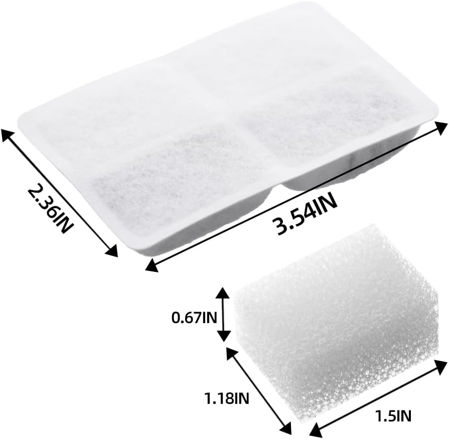 furrybaby Carbon Replacement Filters for Cat and Dog Fountain, Premium Pet Water Fountain Dispenser Filters (6 Packs for Pure White)