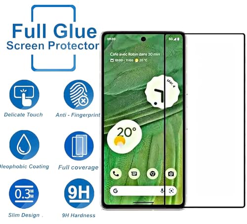 Image of Tempered Glass Screen Protector Compatible for Google Pixel 7 with Edge to Edge Coverage and Easy Installation Kit, Pack of 1, Black