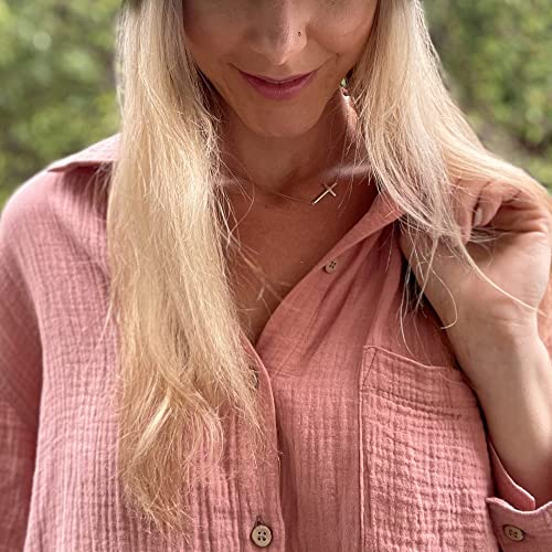 EVER FAITH 925 Sterling Silver Simple Sideways Cross Pendant Choker Necklace Birthday/Mothers Day/Valentines/Christmas Jewelry Gift for Women3