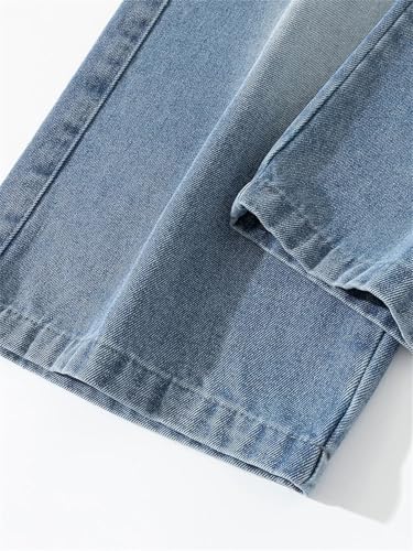 Men's Cargo Jeans Big Size String Banding Wide Leg Denim Pants Straight Baggy Jean Trousers4