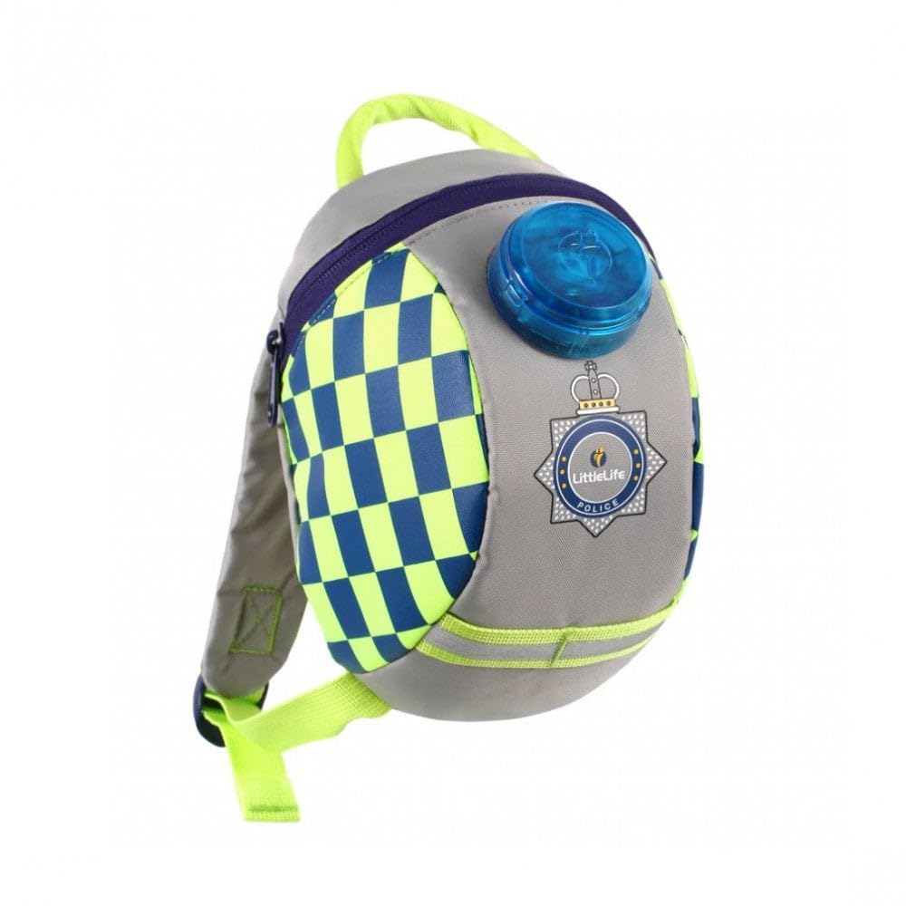 LittleLife Emergency Services Toddler Backpack with Safety Rein, White, Grey and Blue