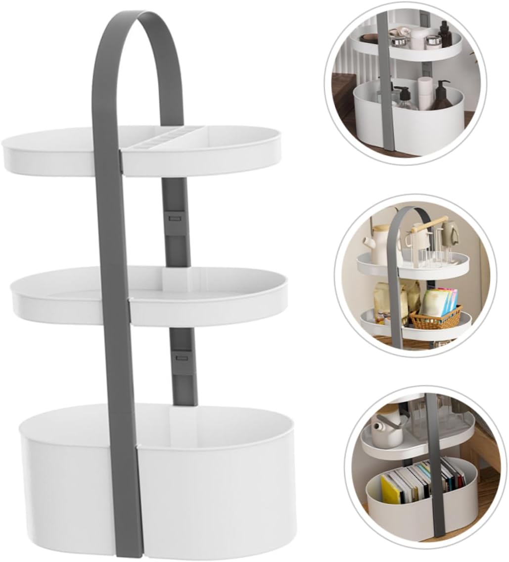 Ciieeo Portable Storage Rack Makeup Organizer Handled Storage Rack Tabletop Shelf Corner Shelf Bathroom Tray Accessories Organizer