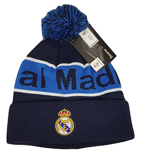 Real Madrid FC Knit Beanie 2016 Winter Skull Cap (Blue/Pom)