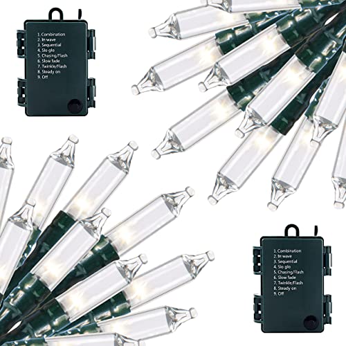 Joiedomi 100 luces de Navidad, 8 modos de cadena de luces LED de 15.8 pies, funciona con pilas, paquete de 2 50 luces LED de árbol de Navidad para decoración de eventos navideño Cover