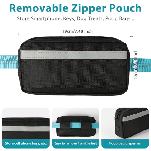 vsshe Joggingleine Hunde, Freihandleinen Hundeleine mit Verstellbarem Hüftgurt, Reflektierende Elastische Bauchgurt Hundeleine mit Dual Griffe für Spazieren Wandern Joggen(für alle Hunderassen) Blau