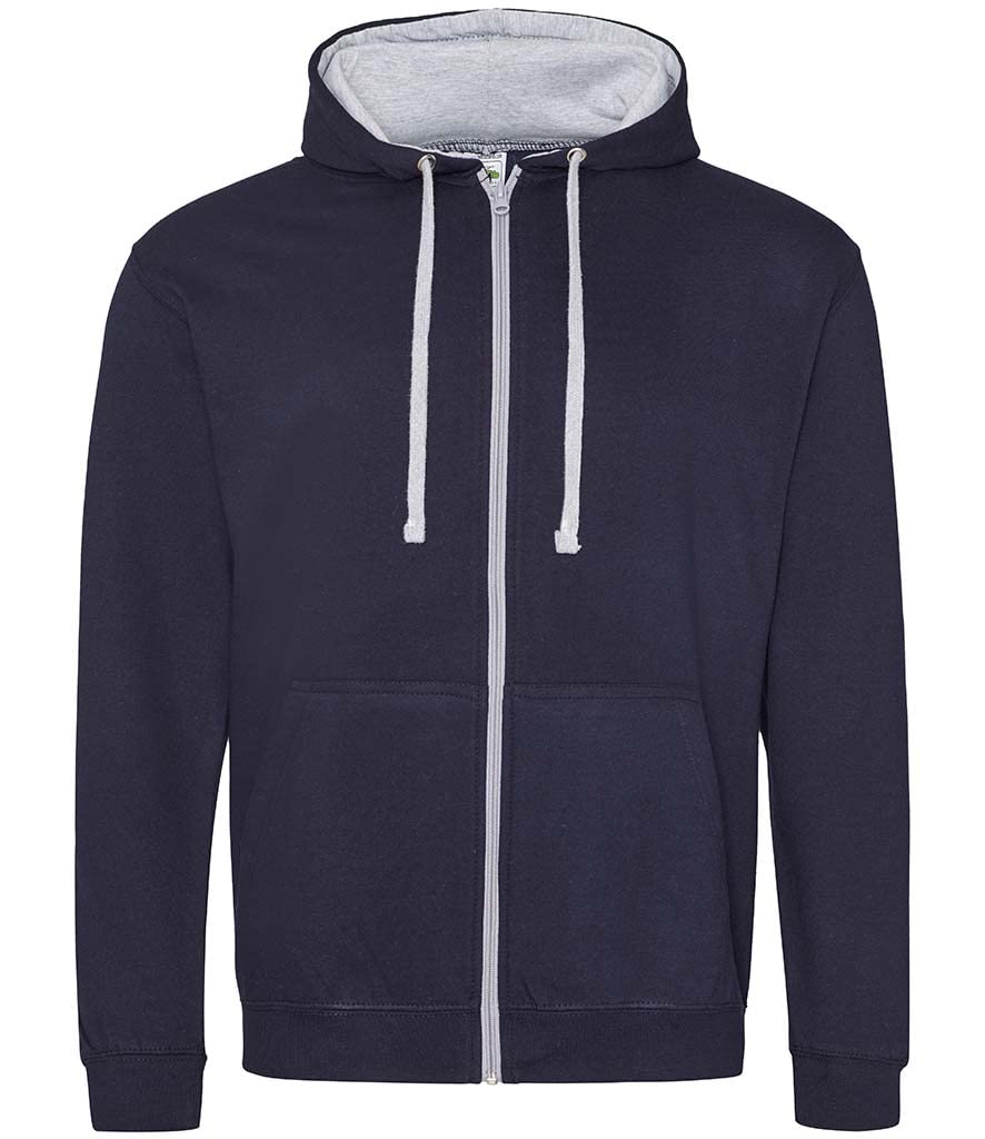 Awdis Men's Multicoloured (New French Navy/Heather Grey) Varsity Zoodie Hoodie, Xxl