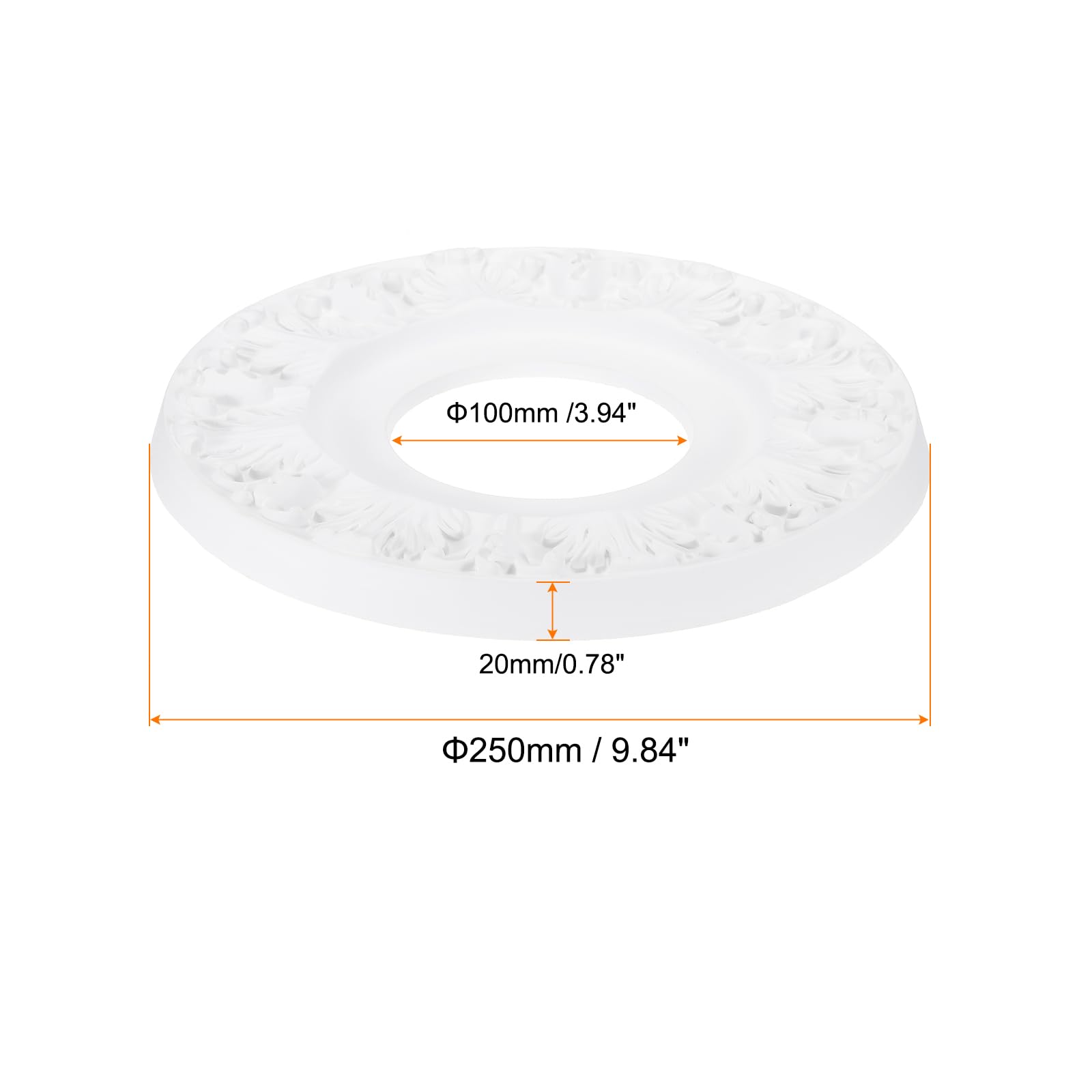 PATIKIL Medallones de Techo, 25.5x10cm Rosetón de Estuco de Espuma PU Placa de Cubierta Medallón de Araña Flores Talladas para Techo Ventilador Pared Lámpara, Estilo Elegante, Blanco