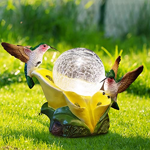 Vzvxcc WT45111504 Solar Garden Statue Hummingbird Figurine - Hummingbird Flower Carry Magic Orb Solar Led Lights For Outdoor Statue Decoration thumb #4