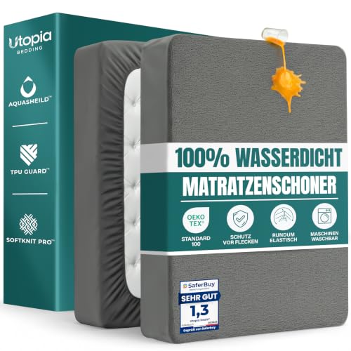 Wasserdichter Matratzenschoner 140 x 200 x 30cm, matratzenschutz (Grau) – Ansicht 1