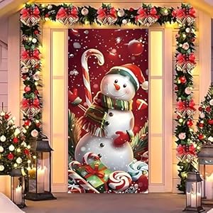 Decoración de puerta delantera de Navidad y Halloween 2025, 6.6 x 3 pies, cubierta de tela elástica de Navidad y Halloween, decoración de vacaciones para el hogar, decoración interior y exterior