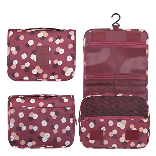 Discoball Trousse de Toilette pour Femmes étanche Voyage Pliable Cosmétique Sac Grande Capacité Organisateur avec Crochet et Poignée Cover