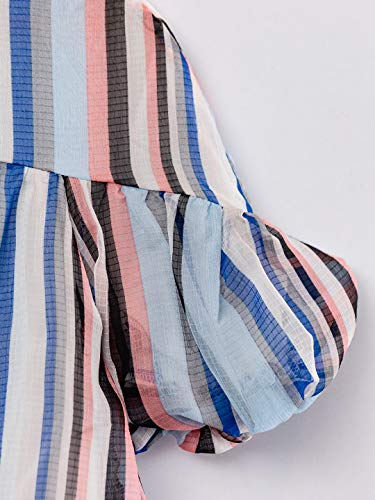 Image of One Friday Girls Semi Formal Striped Printed Top - Blue