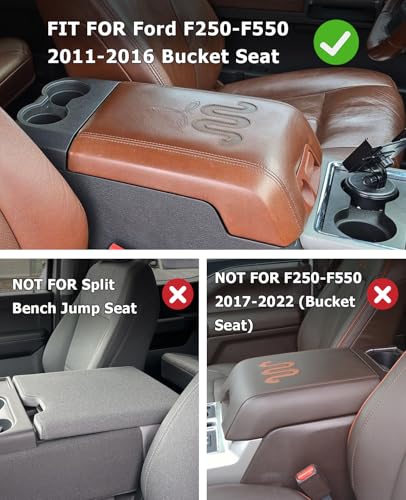 Image of INTGET Center Console Cover for Ford F250 F350 F450 F550 2011 2012 2013 2014 2015 2016 Super Duty Accessories for F-250 F-350 F-450 F-550 Car Interior Armrest Arm Rest Cushion Lid Pad