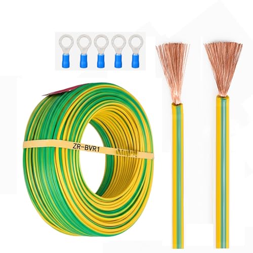 Cable de tierra de cobre de 12 AWG flexible amarillo y verde para conexiones de puesta a tierra