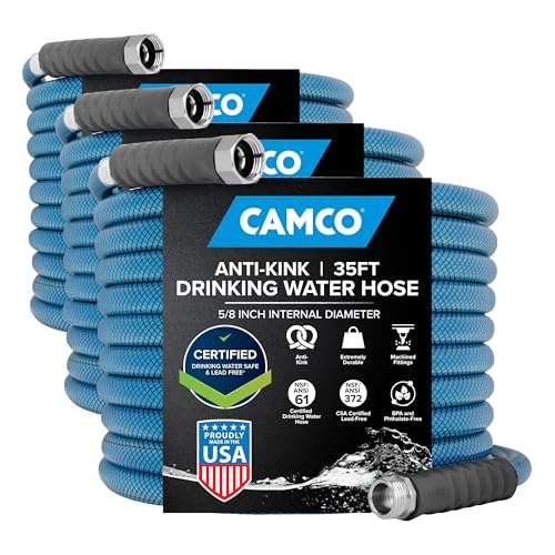 Image of Camco TastePURE Drinking Water Hose, 35-Foot, 5 /8-Inch Diameter | Heavy-Duty No-Kink Design | NSF Drinking Water Safe | For Camper /RV | Pack of 3