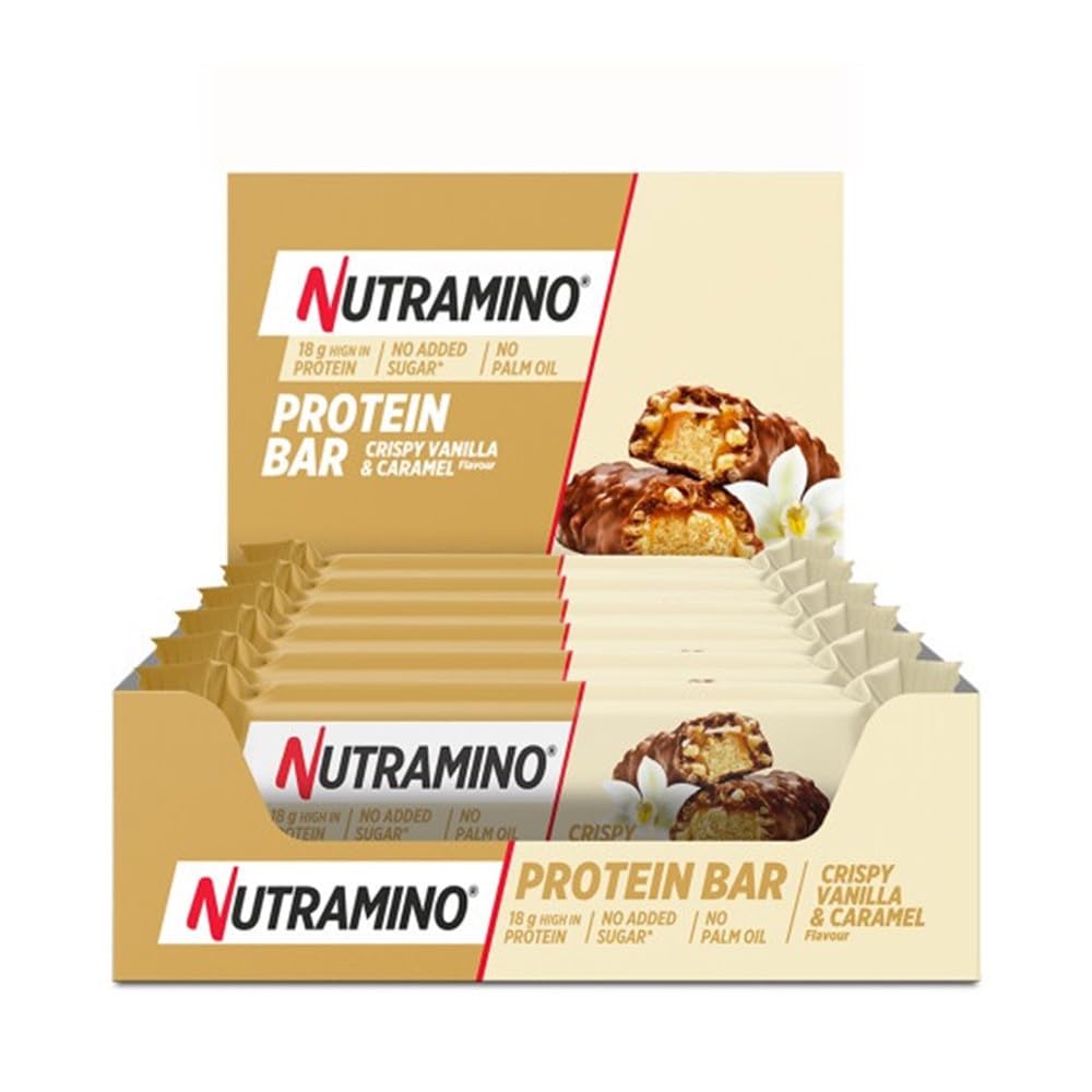 Nutramino | Boîte Protein Bar (12x55g) | Barres protéinées | Boîte de 12 Protein Bar - Vanille Caramel