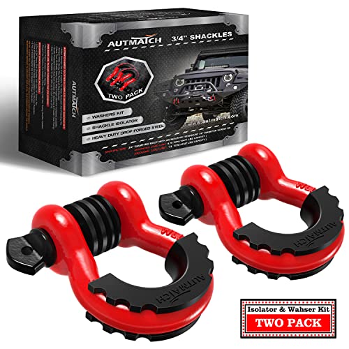 AUTMATCH D Ring Shackle 3/4" Shackles (2 Pack) 41,887Ibs Break