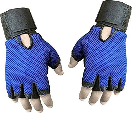 ZaySoo Mesh Gym Gloves for Professional Weightlifting, Fitness Training and Workout | with Half-Finger Length, Wrist Wrap for Protection | and Tactical Thumb (Blue, M) (B09CW66XBY) Amazon Price History, Amazon Price Tracker