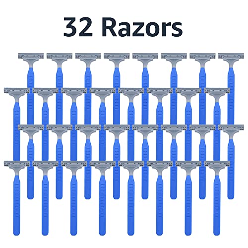 Amazon Basics Twin Blade Pivoting Disposable Razors with Rubber Grip, 32 Count, 1-Pack (Previously Solimo) - Image 4