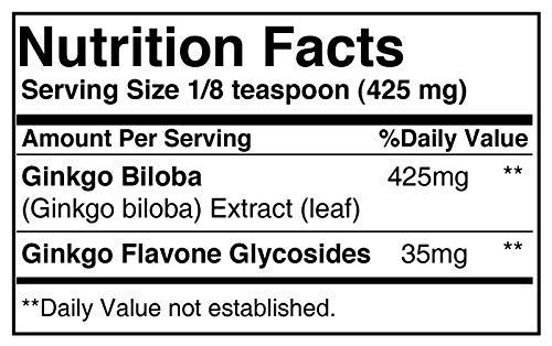 Ginkgo Biloba Powder by Pure, 100% Natural, Improved Memory & Concentration*, Better Blood Flow & Circulation*, Antioxidant (1 lb)