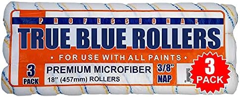 True Blue 18" Professional Paint Roller Covers, 18Inch, Best for All Types of Painting Surfaces, Refill Bulk Pack (3, 3/8" Nap)