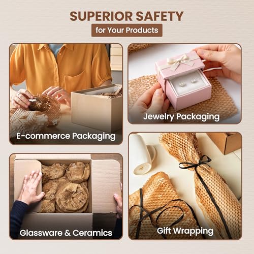 Image of Robustt Honeycomb Paper Bubble Wrap Roll 15 Inch x 50 Meters - Eco-Friendly Cushioning Paper Roll for Packing, Shipping & Moving, Strong Kraft Paper Protective Packaging Material (Pack of 1)