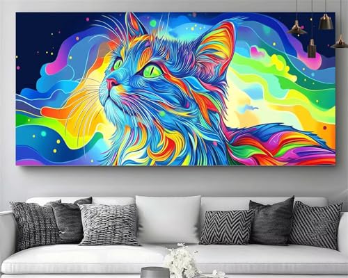 Kit Complet Diamond Painting Chat XXL 100x300cm | Cadeau Idéal Loisirs Créatifs