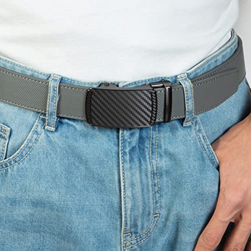 Image of Founders & C Mens Belt 2 Pack,Leather Ratchet Click Belt Dress with Slide Buckle 1 3 /8 inch in Gift Set Box- Size Adjustable