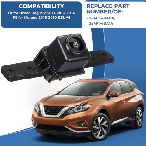 Image of Front View Camera OE: 284F1-4BA0A 284F1-4BA1A, Compatible with 2014-2016 Nissan Rogue 2.5L L4 Murano 2015-2019 3.5L V6
