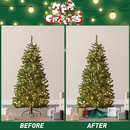 SALCAR Weihnachtsbaum Decke Rund, Weihnachtsbaum Rock Grün Filzteppich Kleid Mit Klettverschluss, Christbaumdecke Fell für Weihnachtsbaum Tannenbaum Weihnachtsbaum Deko, 80cm