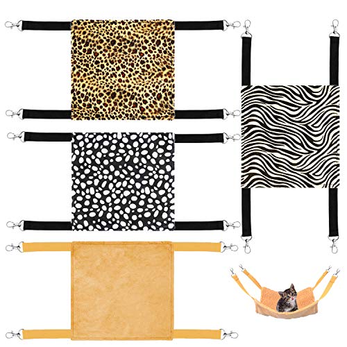 Coobbar Guinea Pig Cat Cage Hammock,4 Pieces Small Animal Hanging Bed Pet Sleeper Cage Accessories Pet Sleeping Toys for Ferret Rat,Chinchilla,Puppy,Cat and Other Small Animals
