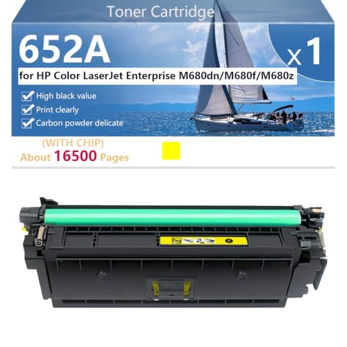 Cartouche de toner jaune 652A pour imprimante HP Color LaserJet Enterprise M680dn