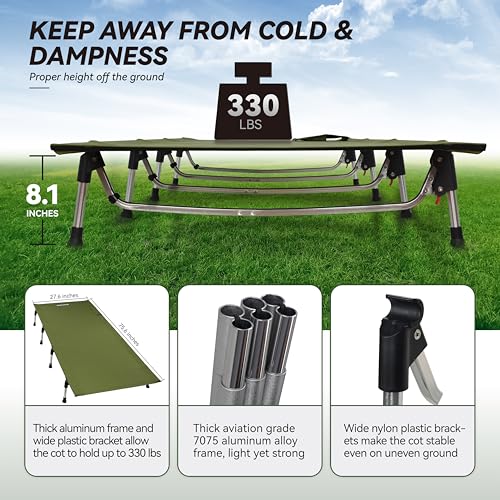 MARCHWAY Lever-Lock Aluminum Camping Cot