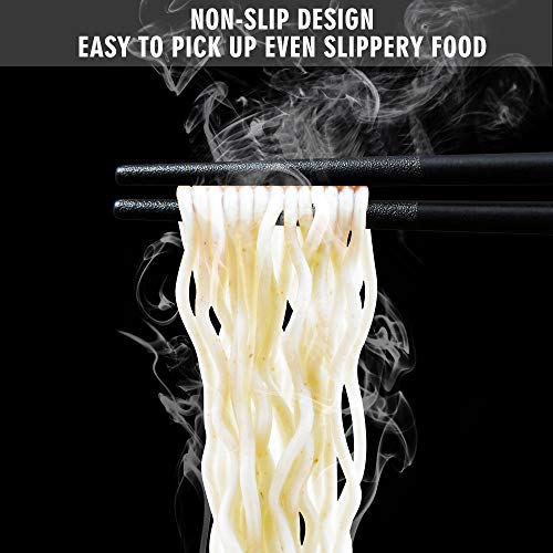 SUPJOYES 5 Pairs Fiberglass Chopsticks - Reusable Chopsticks Dishwasher Safe, Japanese Chinese Chop Sticks with Wave Pattern, 9 1/2 Inches - Image 5
