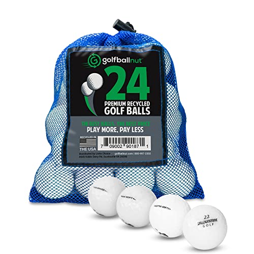 GolfBall Nut - 24 Recycled Golf Balls for Bridgestone Mix - Used Golf Balls Bulk 3A Good Condition – Includes Mesh Bag – 24-Pack, White